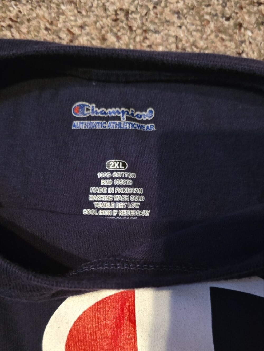Champion Navy Short Sleeve Tee with White & Red Logo - Picture 2 of 3